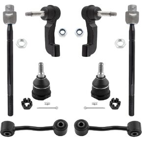 BOXI (Set of 8) Front Inner & Outer Tie Rod Ends + Front Lower Ball Joints + Front Stabilizer Sway Bar End Links Suspension Kit Fit for Jeep Liberty 2005 | Replace EV800407 K80767 K7391 ES3536 ES3535