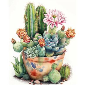 Natuyalo Paint by Numbers Kit for Adults - Potted Plant DIY Adult Paint by Number Kits Cactus Acrylic Canvas Painting for Adults Beginners Art Crafts Without Frame, 16x20 Inch