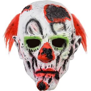 Monisorly Scary demon zombie creepy Red hair evil clown mask Halloween adult killer clown face mask.