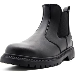 ZERVRTON Steel Toe Work Boots for Men,Slip-on Work Boots,Men's Industrial & Construction Shoes,Waterpoof Safety boots,Non-slip,Comfortable,Lightweight
