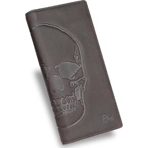 DK86 Long Wallet For Men, Rodeo Wallet, Rfid Blocking, Full Grain Leather with Hand Burnished, black