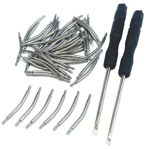 50pcs Watch Curved Spring Bars 23mm Watch Band Pins Replacement Kit,1.5mm Diameter,23mm Curved Watch Pins,Watch Strap Pins with Watch Band Remover Tool,Stainless Steel,Double Flanged.