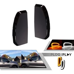 GTINTHEBOX for 2007-2021 Toyota Tundra Side Towing Mirror Turn Signal Light Smoke Switchback Amber & White LED Lamp
