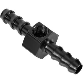 5/16 Barb Fuel Pressure Gauge Fitting Adapter, Premium Aluminum Inline Fuel Pressure Gauge Connectors 5/16 Fuel Pressure Gauge Adapter(Black)