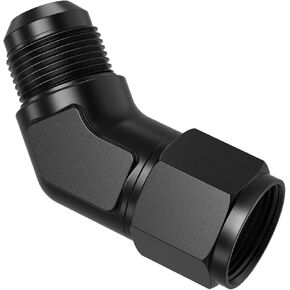 8AN Female to 8AN Male 45 Degree Elbow Swivel Fitting Adapter Aluminum (Black)