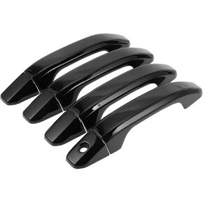 4pcs Exterior Door Handle Cover Car Door Handle Protector for Chevrolet Silverado 1500 2014-2024 Car Door Handle Protector without Keypad ABS Black