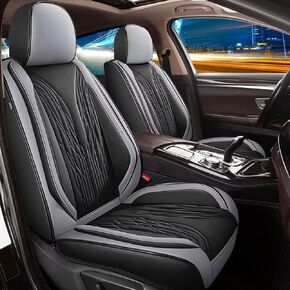 Full Set Car Seat Covers Fit for Hyundai Elantra 2012-2024 Faux Leather Seat Cover Waterproof Seat Cushion Protector (Black & Red Line)