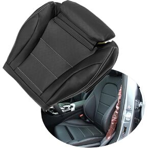 Driver Side Bottom Leather Seat Cover Perforated Black Compatible with Mercedes Benz C300 C350 2015 2016 2017 2018 2019 2020 2021