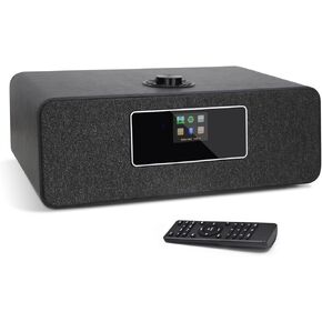 MS3 Stereo Smart Music System with Internet Radio, FM Digital Radio,Clock Radio,Spotify Connect,Bluetooth Speaker,WiFi Speaker,Headphone-Out,Alarms,Presets,Remote and App Control–White Oak