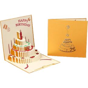 Birthday Card 3D Ins Style Three-Dimensional Happy Birthday Card with Cake Design, Greeting Postcards Perfect for Birthday Celebrations Perfect for Friend, Wife, Husband