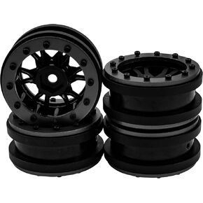 4Pcs HIRCQOO Plastic 1.9'' Beadlock Wheel Rims Hubs 1.9 Wheels Compatible with Axial SCX10 SCX10-II Traxxas TRX4 RC4WD D90 Tamiya CC01 RedCat Gen7 1/10 RC Crawler (Black)