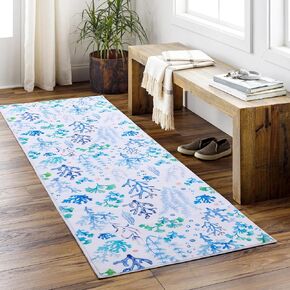 Carvapet Runner Rug for Hallways 3x10 Washable Non-Slip Kitchen Floral Long Rug with Rubber Backing Ultra Soft Bathroom Indoor Carpet Runner Rugs for Entrance Laundry Living Room Bedroom