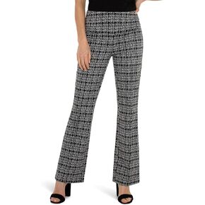 Liverpool Women's Pearl Full Length Flare with Pintucks Hi Rise Plaid Knit