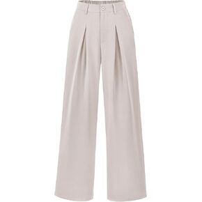 POKWAI Wide Leg Dress Pants Women's High Waisted Dressy Work Pants Business Trousers