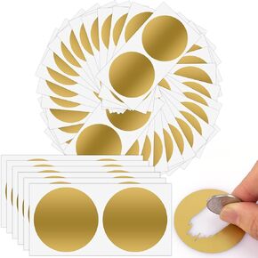 HFKPJRT 100 Pieces Scratch Off Stickers 2 Inch, Round Gold Scratcher Stickers for Bridal Shower Baby Shower, Self Adhesive Scratch Off Sticker Lables for DIY Scratch Off Games, Reward Card, Promotion