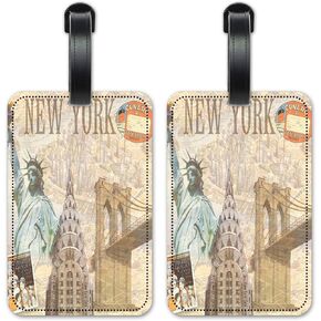 New York - Luggage ID Tags - Suitcase Identification Cards - Set of 2