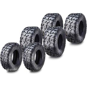 FREE COUNTRY Set 6 Premium ATV Tires (2) 25x10-12 & (4) 25x11-12 8PR w/Side Scuff Guard