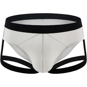 Men's Strappy Lingerie Panties G-String Thongs Jockstrap Low Rise Bikini Briefs Underpants with Garter