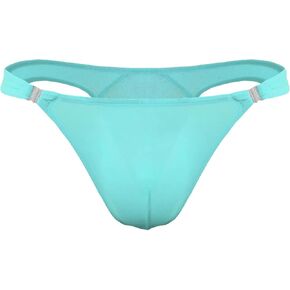 Men's Ice Silk Thongs Bikini Underwear,Men's Low Rise Swimwear Bikini Briefs With Side Buckle Thong Underwear for Men