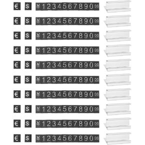 PATIKIL Price Cube Display Price Blocks Adjustable Removable Number Price Stand Black Counter Price Display for Retail White on Black, Hundred Digit, 10 Set