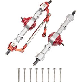 ShareGoo Metal Front & Rear Axle Assembly Set Bridge Shaft Steering Cup Rod Complete Set Compatible with MN Model D90 D91 D96 D99S MN90 MN96 MN99 MN99S FJ45 1/12 RC Car Upgrade Parts (Silver)