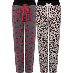 Womens 2 Pack Butter Soft Velour Pajama Pants - PJ Loung Pants for Women
