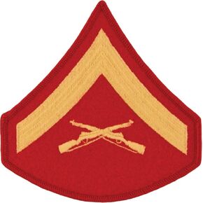 Marine Corps Chevron: Lance Corporal - gold embroidered on red, male