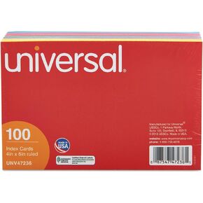 Index Cards 4 x 6 Blue/Salmon/Green/Cherry/Canary 100/Pack