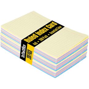 1InTheOffice Index Cards 4x6 Ruled Colored, Assorted 200/Pack