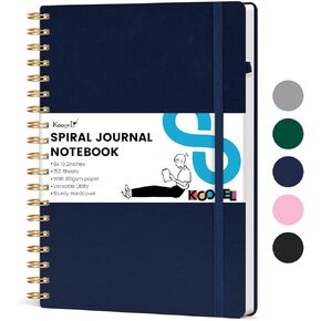 Koogel Navy Blue B5 Spiral Journal Notebook, Hardcover Notebook with 300 Numbered Ruled Pages Journal for Writing Work School