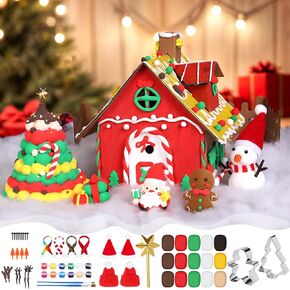 Aneco 70 Pieces Christmas Crafts Kit Christmas Build a Snowman Air Dry Modeling Clay Gingerbread House Christmas Stocking Stuffer Xmas DIY Gift for Christmas Party Favors