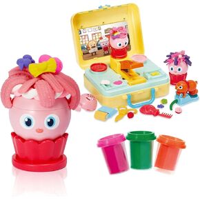 Bread Barbershop Play Dough Set for Kids, Haircut Play Clay Tool Kit, Play Dough Accessories , Cupcake's Fancy Makeover - Main Station Set