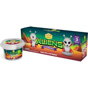 مجموعة أدوات بناء Buddiez Aliens Craft Kit المكونة من 12 قطعة للحفلات - قم ببناء واللعب وعرض 12 كائنًا فضائيًا من الطين الجاف بالهواء، رائعة لحفلات أعياد الميلاد، والخدعة أو المعالجة، ومواد تخزين، للأطفال والأولاد والبنات من سن 5 سنوات فما فوق