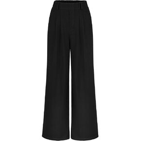 SeSe Code Women's Wide Leg Pants Elastic High Waisted Waffle Knit Casual Slacks Work Business Palazzo Trousers with Pockets