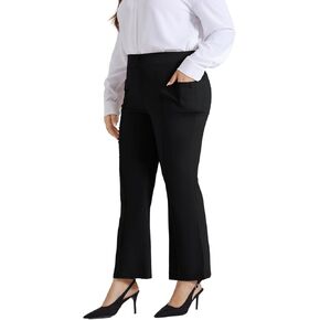 Hanna Nikole Womens Plus Size High Waisted Bootcut Pants Stretch Work Dress Pants with Pockets