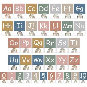 36Pcs Greenery Alphabet and Number Bulletin Board Set Eucalyptus Educational Preschool Cards ABC Letters 0-10 Number Posters for Kids Kindergarten Classroom Wall Decoration Supplies