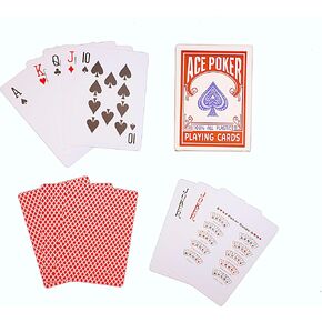 بطاقات لعب Ace Poker المقاومة للماء: مثالية لألعاب البلياردو، والسفر، والتخييم، وألعاب البوكر وألعاب البطاقات للبالغين - مجموعة بطاقات مثالية لجميع المناسبات، مؤشر قياسي (أحمر)