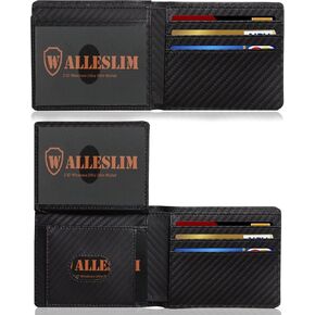 Slim Wallet for Men RFID Leather 2 ID Windows With Gift Box, 12 Card Slots & Cash Slot (Dark)