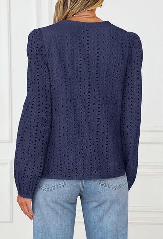 MEROKEETY المرأة فستان من الدانتيل بلوزة العيينة التطريز نفخة كم طويل الخامس الرقبة الخريف بوهو قميص حريمي in Kuwait