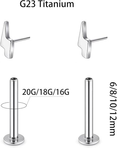 1 زوج G23 تيتانيوم 20 جرام/18 جرام/16 جرام اضغط فيت بدون خيوط دفع البوب ​​الأعلى 4 مم ثقب خلفي مسطح الشفاه مسمار القرط لابريت مونرو حلقة الشفاه الزنمة الغضروف بار Lehgth 6 مم - 12 مم in Kuwait