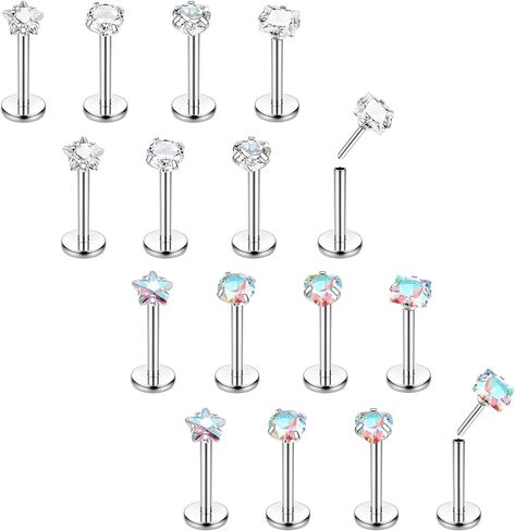 مسامير أنف بوشين بدون خيوط 18 جرام 20 جرام حلقات شفاه مسطحة من الفولاذ المقاوم للصدأ مسمار لابريت تراغوس هيليكس مونرو ميدوسا ثقب المجوهرات للنساء والرجال تشيكوسلوفاكيا الأنف ثقب المجوهرات 1.5 مم 2 مم 2.5 مم 3 مم، in Kuwait