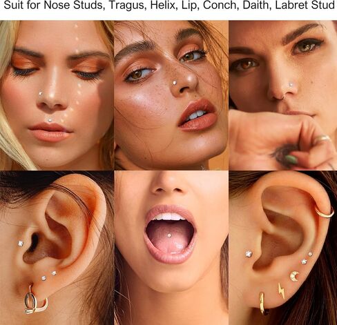 مسامير أنف بوشين بدون خيوط 18 جرام 20 جرام حلقات شفاه مسطحة من الفولاذ المقاوم للصدأ مسمار لابريت تراغوس هيليكس مونرو ميدوسا ثقب المجوهرات للنساء والرجال تشيكوسلوفاكيا الأنف ثقب المجوهرات 1.5 مم 2 مم 2.5 مم 3 مم، in Kuwait