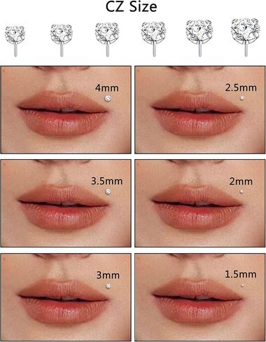 Akeoqi 20G 18G 16G Threadless Push in Lip Rings Stainless Steel Labret Jewelry CZ Nose Ring Studs Monroe Medusa Piercing Jewelry for Women Men 6/8/10/12mm Bar Length in Saudi Arabia