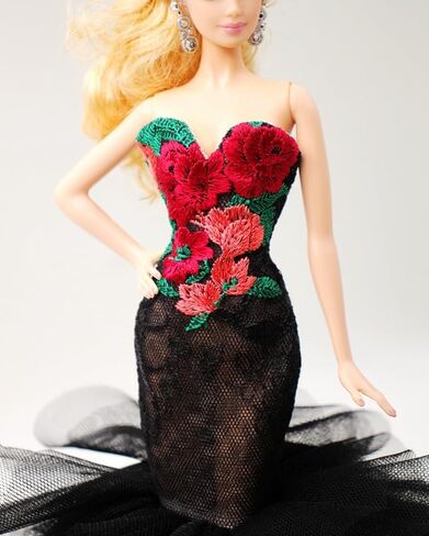 [فستان مصنوع يدويًا مناسب للدمية مصنوع يدويًا ومطرز بالزهور الكلاسيكية وفستان حورية البحر الأسود/فستان الأميرة مناسب لدمية مقاس 12 بوصة (الدمى غير متضمنة) in Kuwait