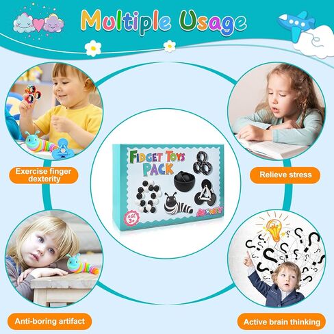 Fidget Toys Adults Pack, Sensory Toys Set Easter Basket Stuffers for Kids 8-12 Teen Autism, Desk Toy Stress Relief Fidget Spinners for ADHD Gifts for Children Cool Gadgets for Men in Kuwait