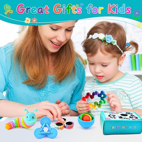 Fidget Toys Adults Pack, Sensory Toys Set Easter Basket Stuffers for Kids 8-12 Teen Autism, Desk Toy Stress Relief Fidget Spinners for ADHD Gifts for Children Cool Gadgets for Men in Kuwait