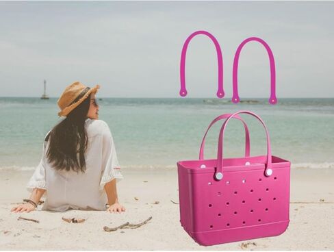 الأشرطة البديلة لحقيبة S/M Bog، مقابض بديلة مع 4 أزرار كبس بديلة لحقيبة الشاطئ المطاطية، استبدال حزام حقيبة EVA، طقم إصلاح حقيبة الشاطئ Bogg (وردي فاتح) in Kuwait