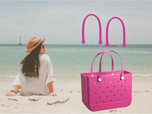 الأشرطة البديلة لحقيبة S/M Bog، مقابض بديلة مع 4 أزرار كبس بديلة لحقيبة الشاطئ المطاطية، استبدال حزام حقيبة EVA، طقم إصلاح حقيبة الشاطئ Bogg (وردي فاتح) in Kuwait