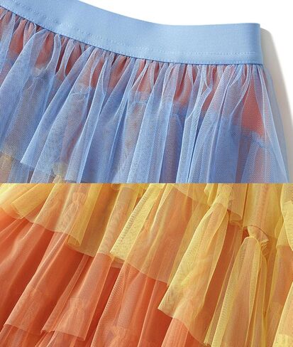 Femiserah Women's Long High Low Ruffles Party Tulle Skirt Maxi Tiered Rainbow Tutu Skirt in Saudi Arabia