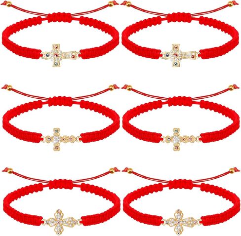 6 Pieces Religious Protection Bracelet Catholic Virgen De Guadalupe Bracelet San Benito Bracelet Jesus Cross Bracelet Handmade Adjustable for Women Men in Kuwait